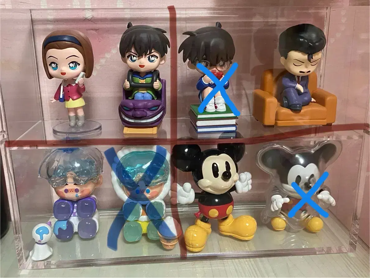 PopMart Figures (Conan, Pinocelli, Mickey Mouse)