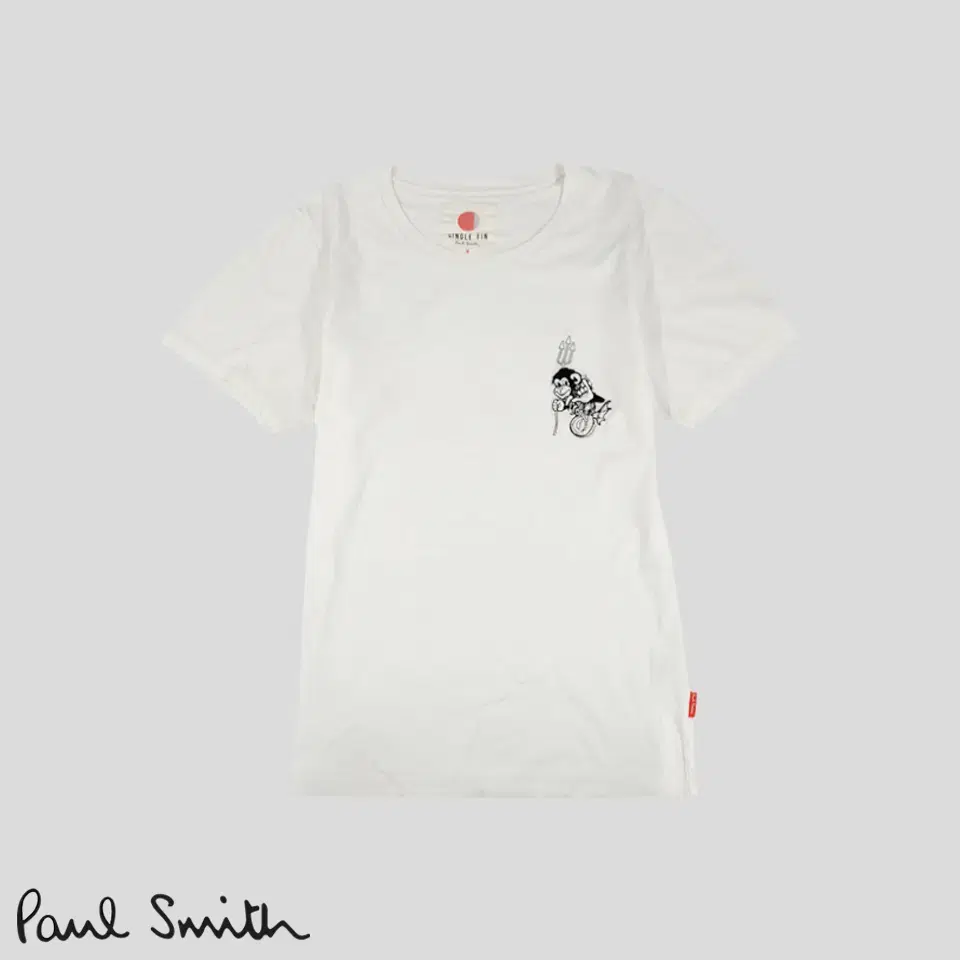 Polsmith SINGLE FIN white black monkey patch cotton100 short sleeve T-shirt