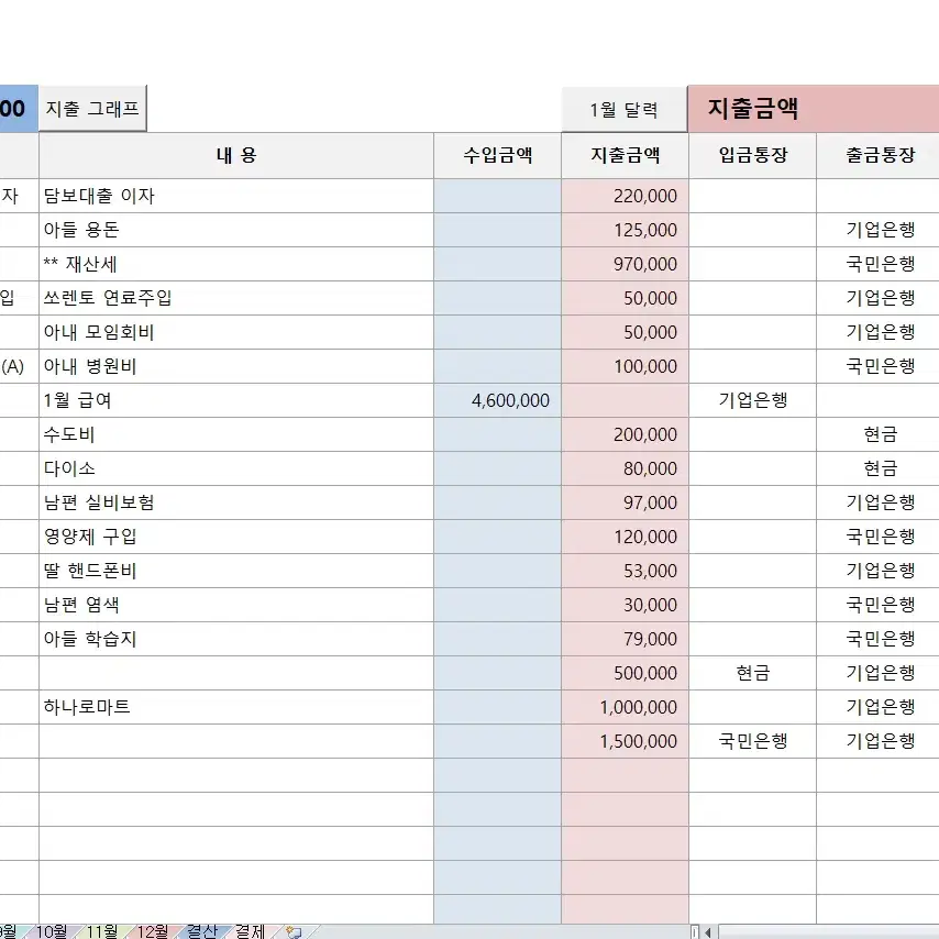 엑셀 가계부 & 스프레드시트 가계부 팝니다.