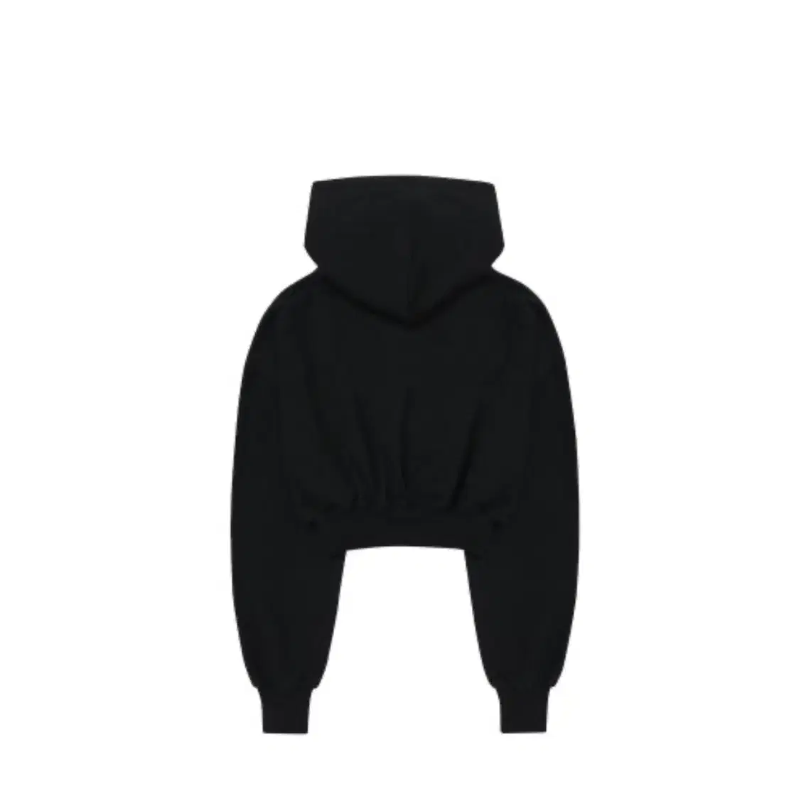 우알롱 Signature crop hood zip-up (BLACK)