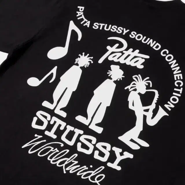 스투시(STUSSY) X 파타 사운드 커넥션 티셔츠 블랙 L 새상품