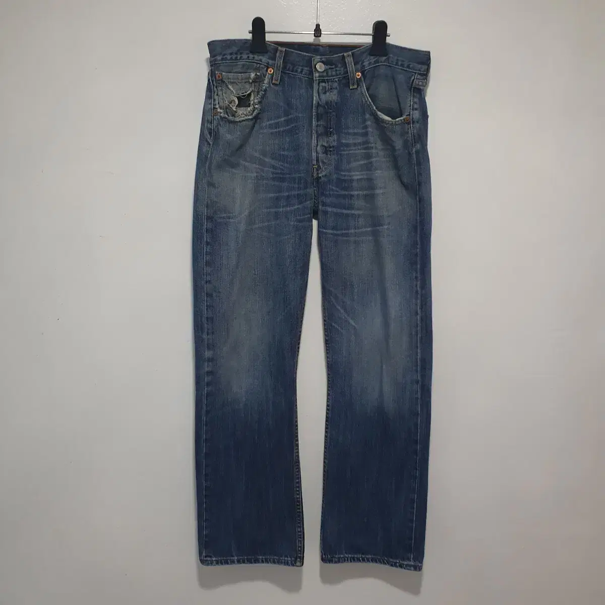 32") Levi's 501 Washed Jeans Denim Pants Medium Blue