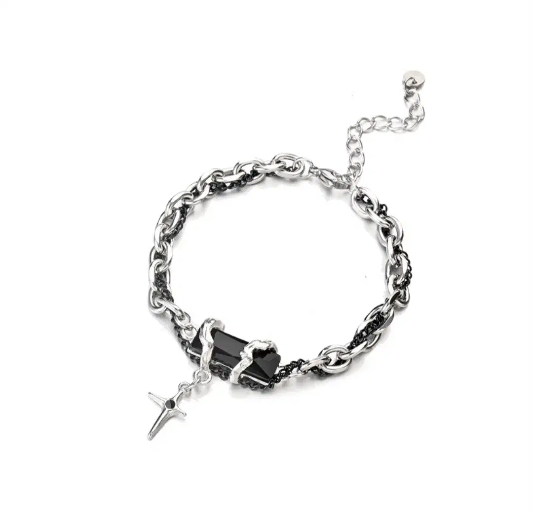 Obsidian Cross Pendant Chain Bracelet