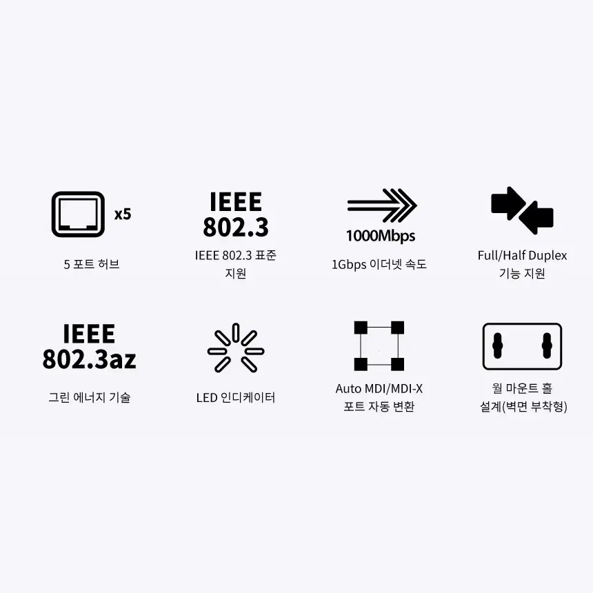 1000Mbps 5포트 스위칭허브