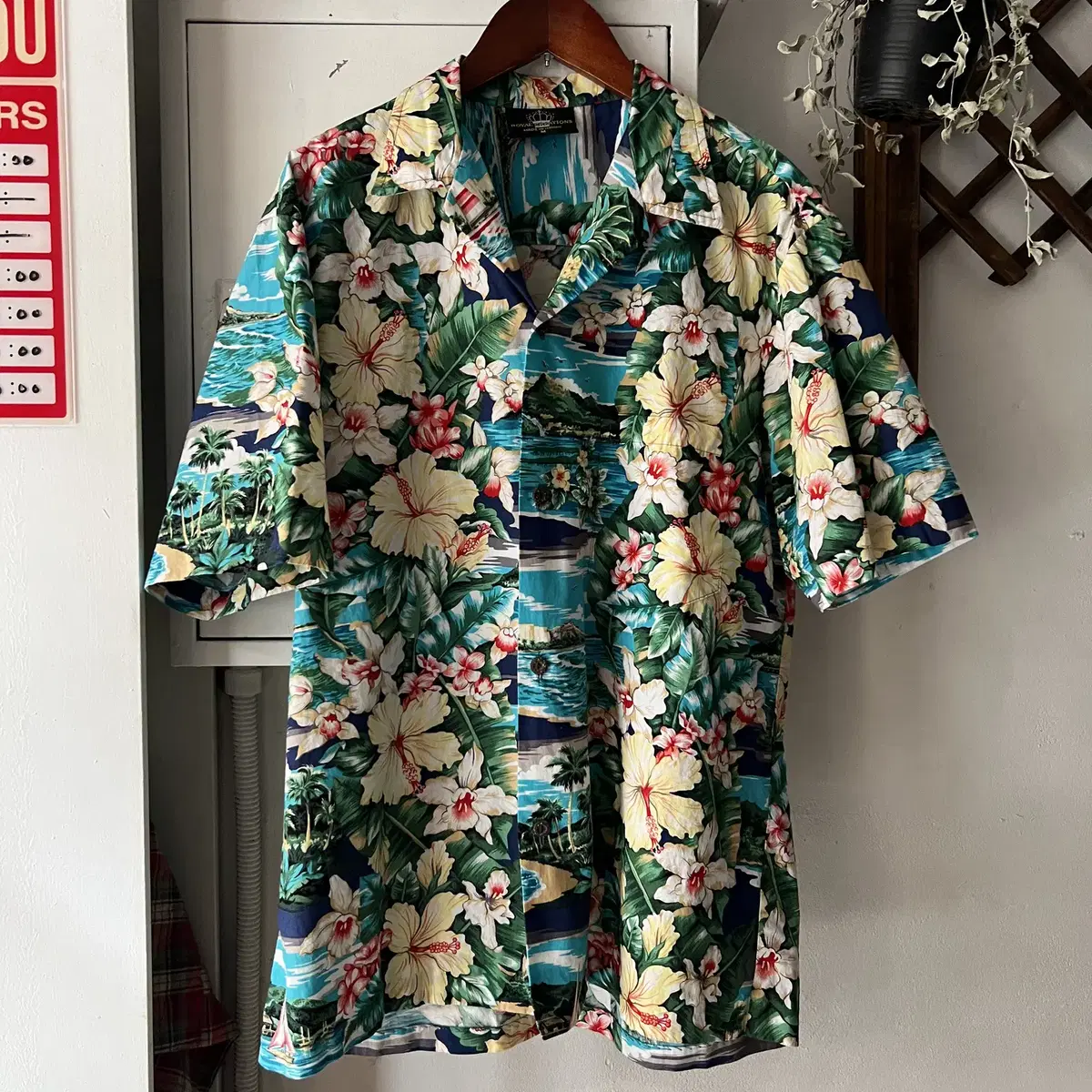 [M]90's Made in Hawaii 플라워비치 하와이안 셔츠