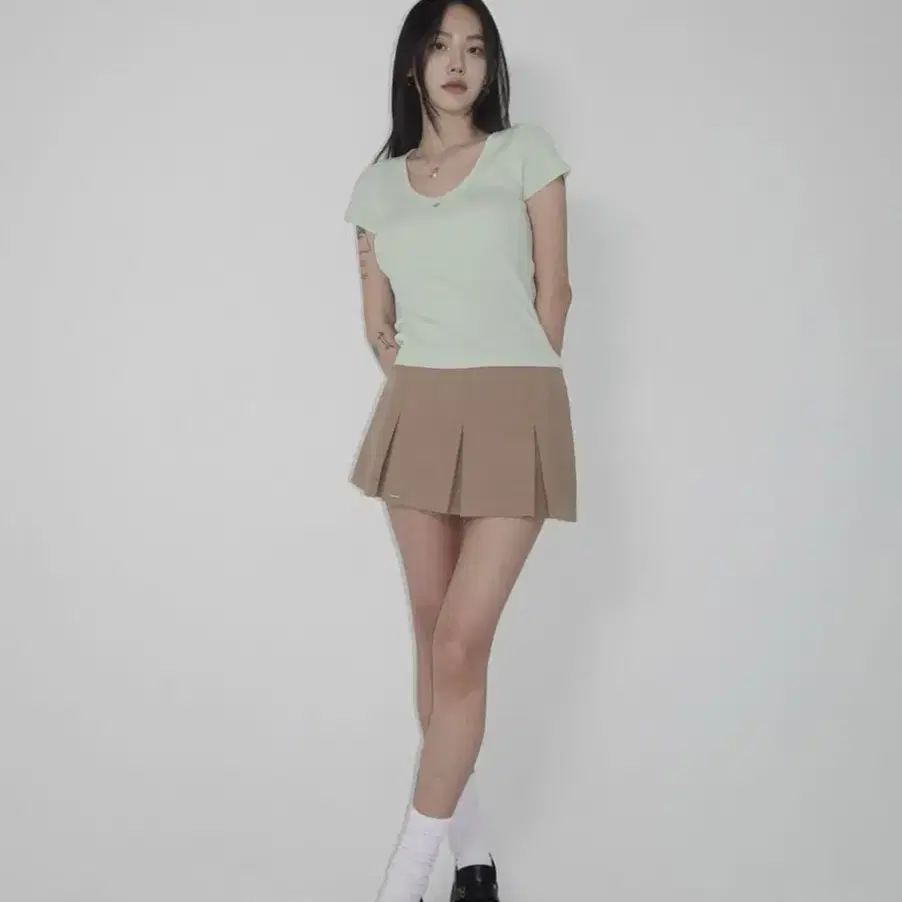 PaleJade Jenny Knit T-Mint 페일제이드 반팔니트브이넥