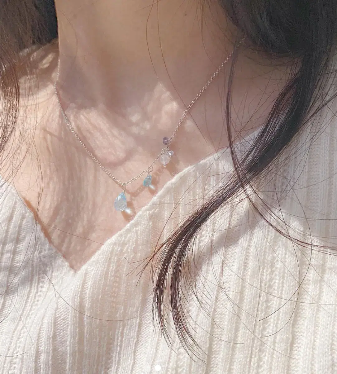 알로하무드 murmur necklace (물방울 드롭 원석)