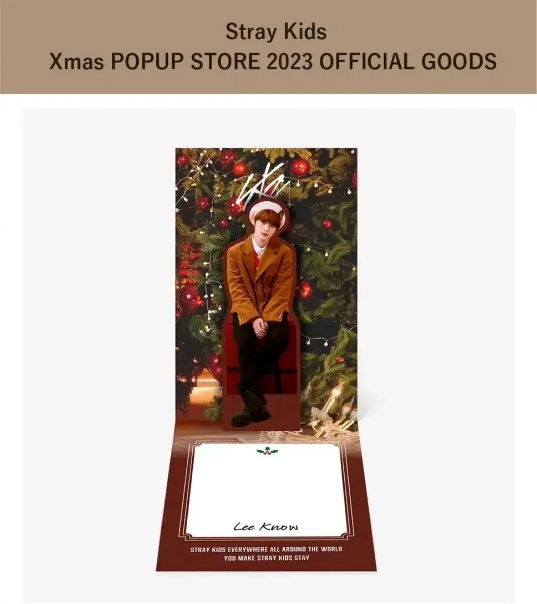 Skz lee know Japan 2024 Christmas pop up kard venue md merchandise photocard