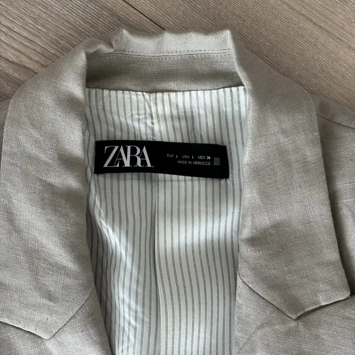 ZARA 자라 100% 리넨 오픈 블레이저 자켓 L