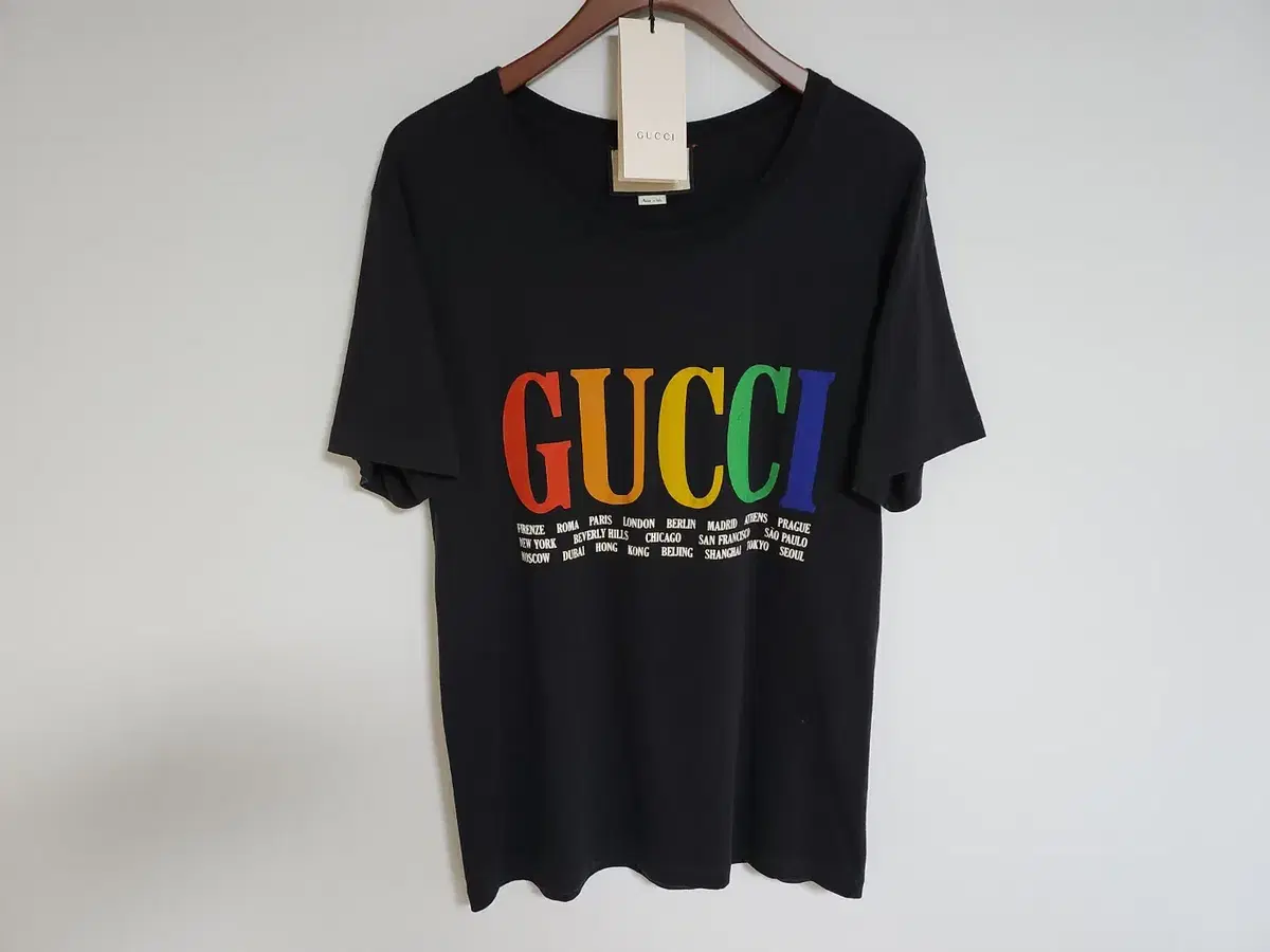 [S] Gucci Rainbow City Logo Short Sleeve T-shirt 493117 X3N77