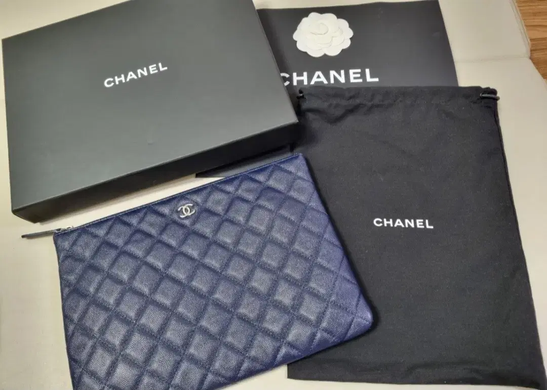 Chanel Caviar Clutch New Medium Navy