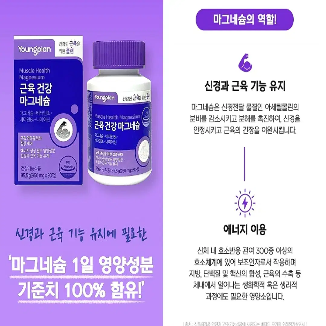 [3개월]영진약품 근육건강 마그네슘 950mg 90정 1병