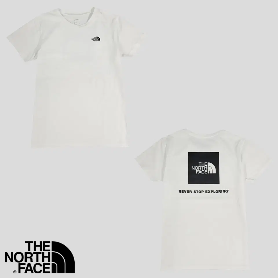 The North Face JP White Black Squared Logo Backprinted Cotton Blend Short Sleeve T-Shirt W