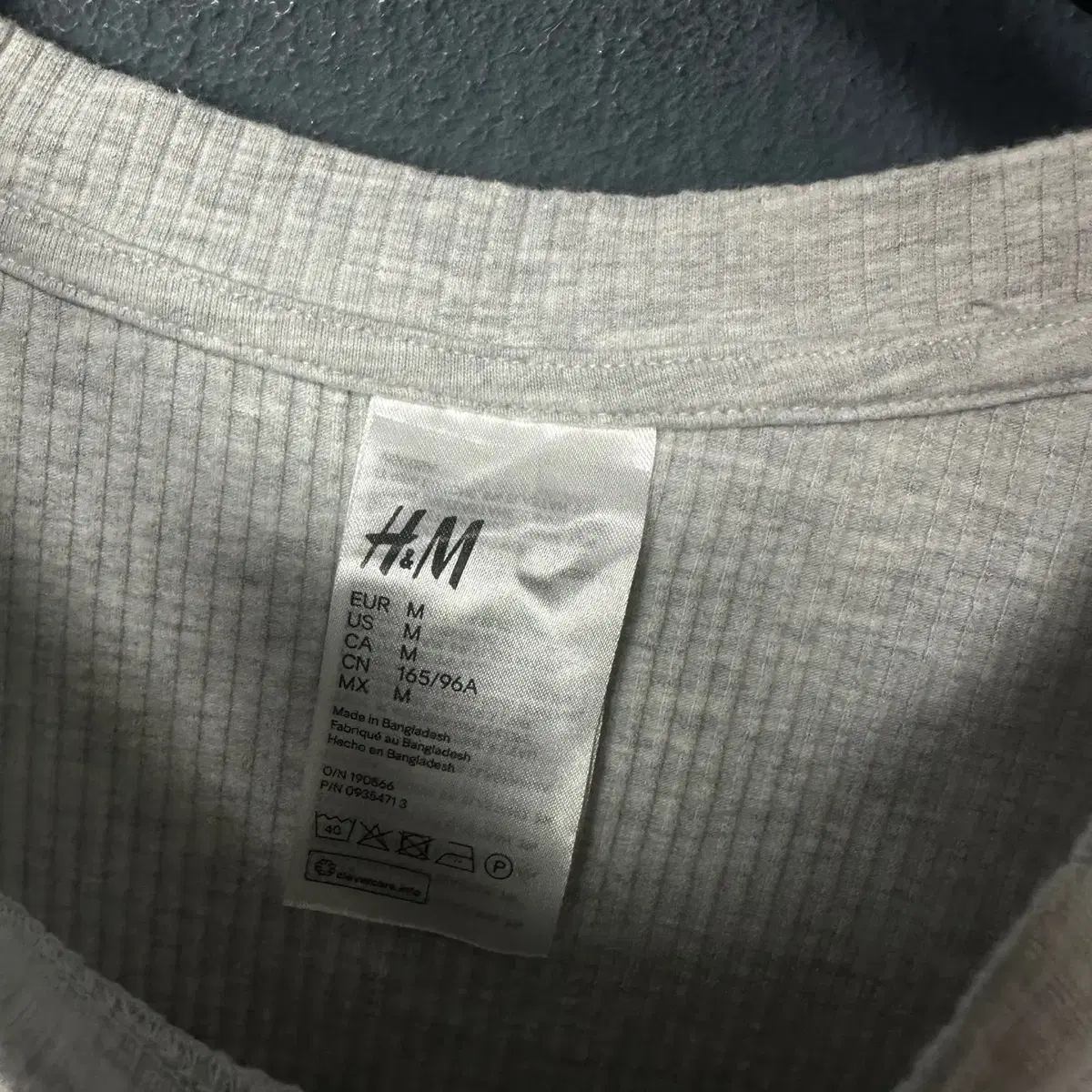 M h&m 여성 그레이 크롭 반팔 티셔츠