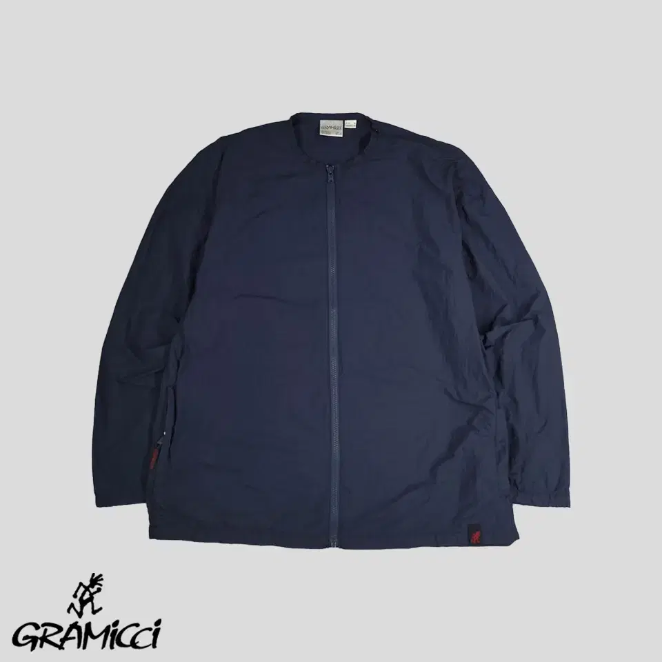 Grammich Deep Navy Shoulder Zip Nylon100 Woven Overfit Nonkara Lightweight Warm-Up Pulls