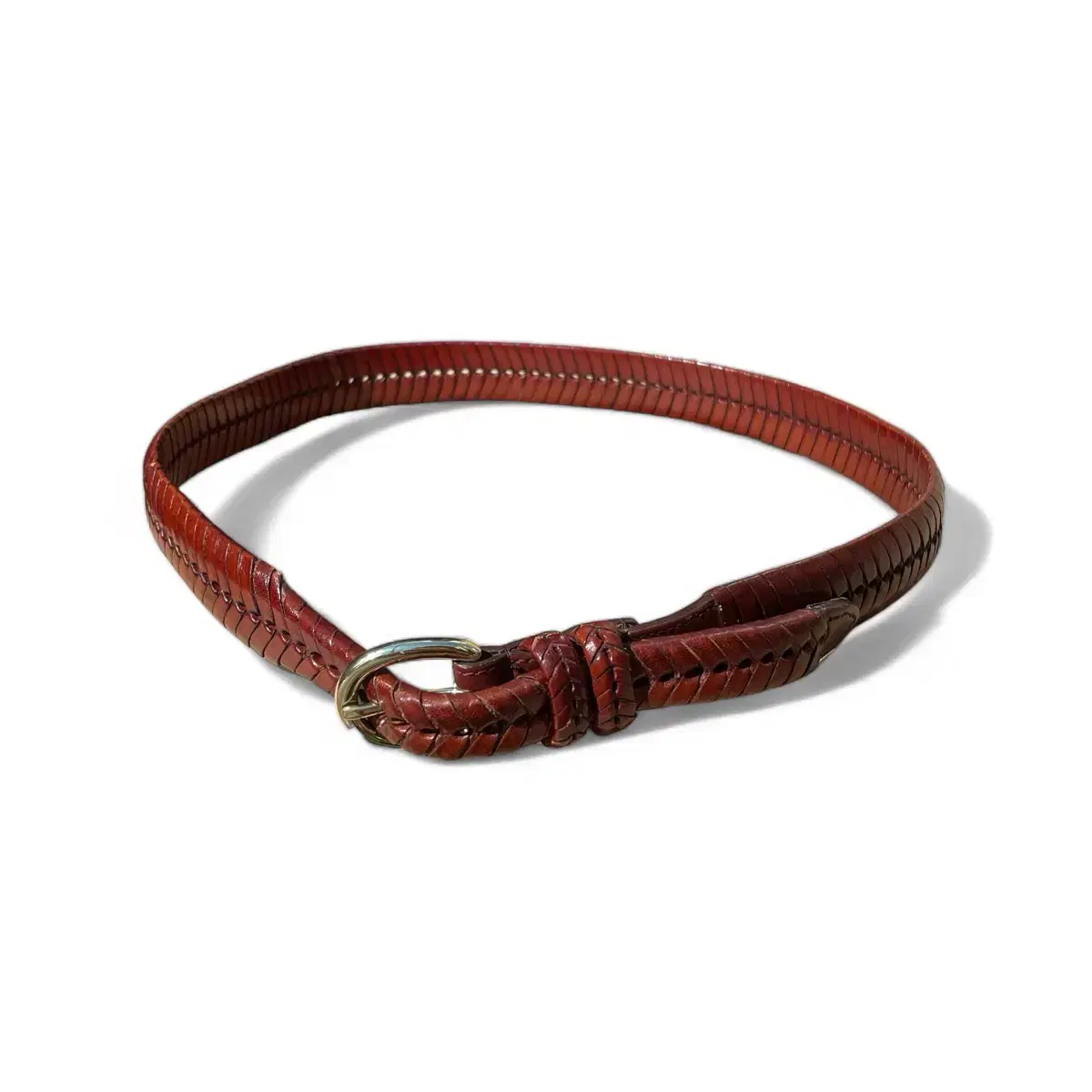 Vintage Herringbone Weaving Leather Belt