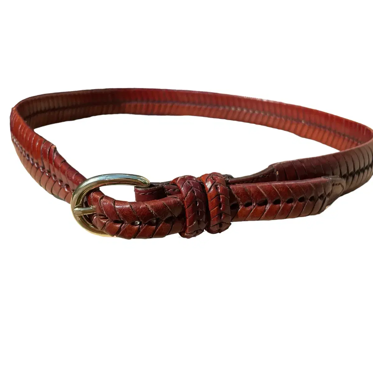 Vintage Herringbone Weaving Leather Belt