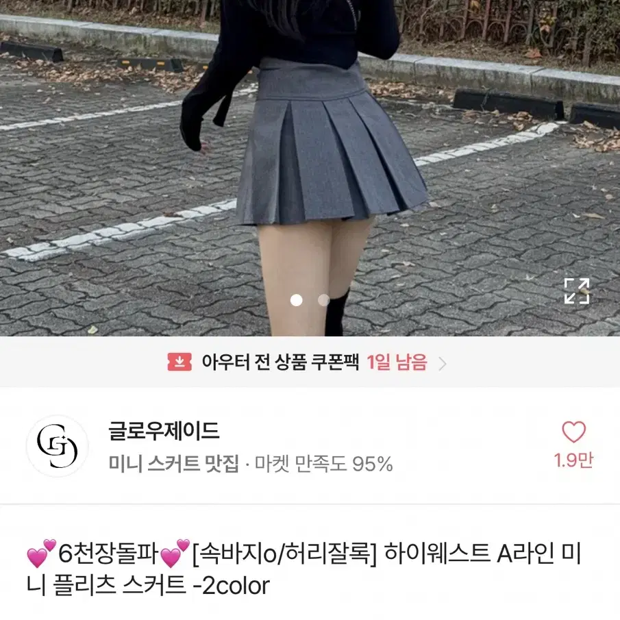 [글로우제이드] 에이블리 시즈니룩 플리츠스커트 블랙/S