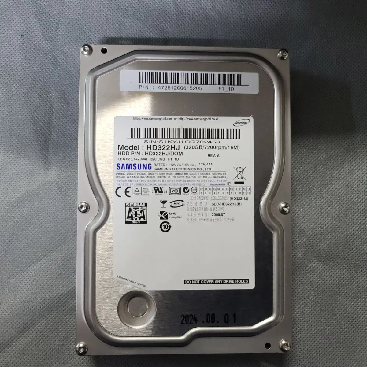 삼성 HD322HJ, 320GB SATA HDD / 중고하드, 수리용