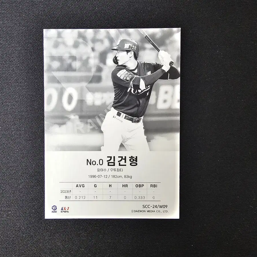 KBO KT 위즈 김건형 24년 7월 신상 카드 포카