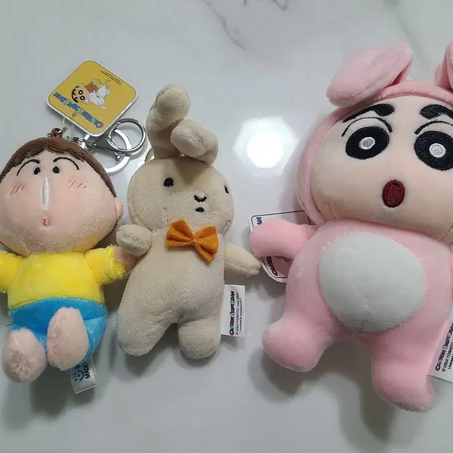 15cm 토끼 짱구, 7cm 유리 토끼, 맹구 인형 키링