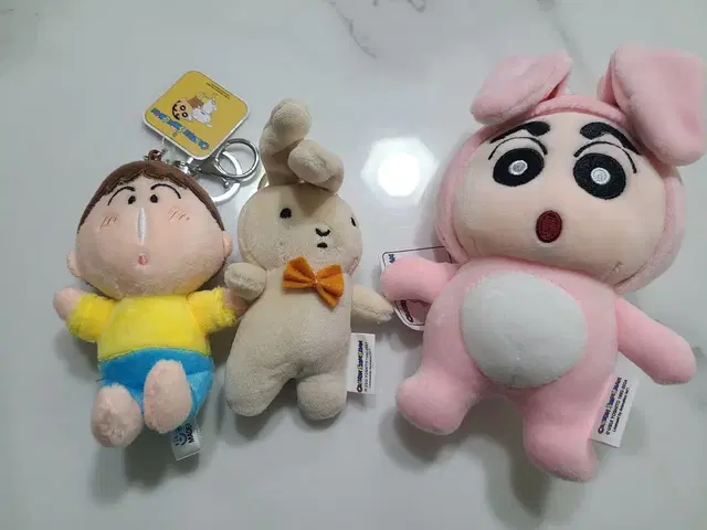 15cm 토끼 짱구, 7cm 유리 토끼, 맹구 인형 키링