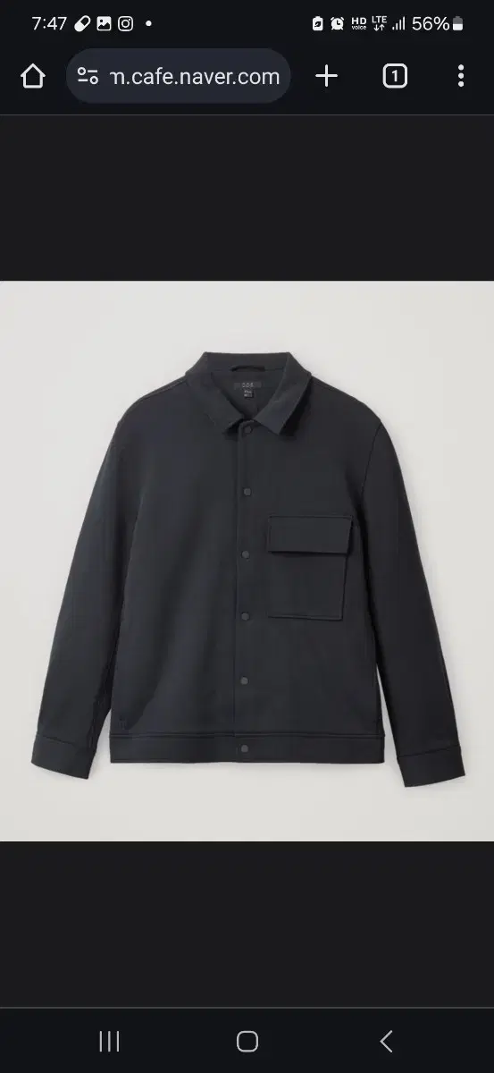 COS Cotton Twill Snap-button Jacket Navy