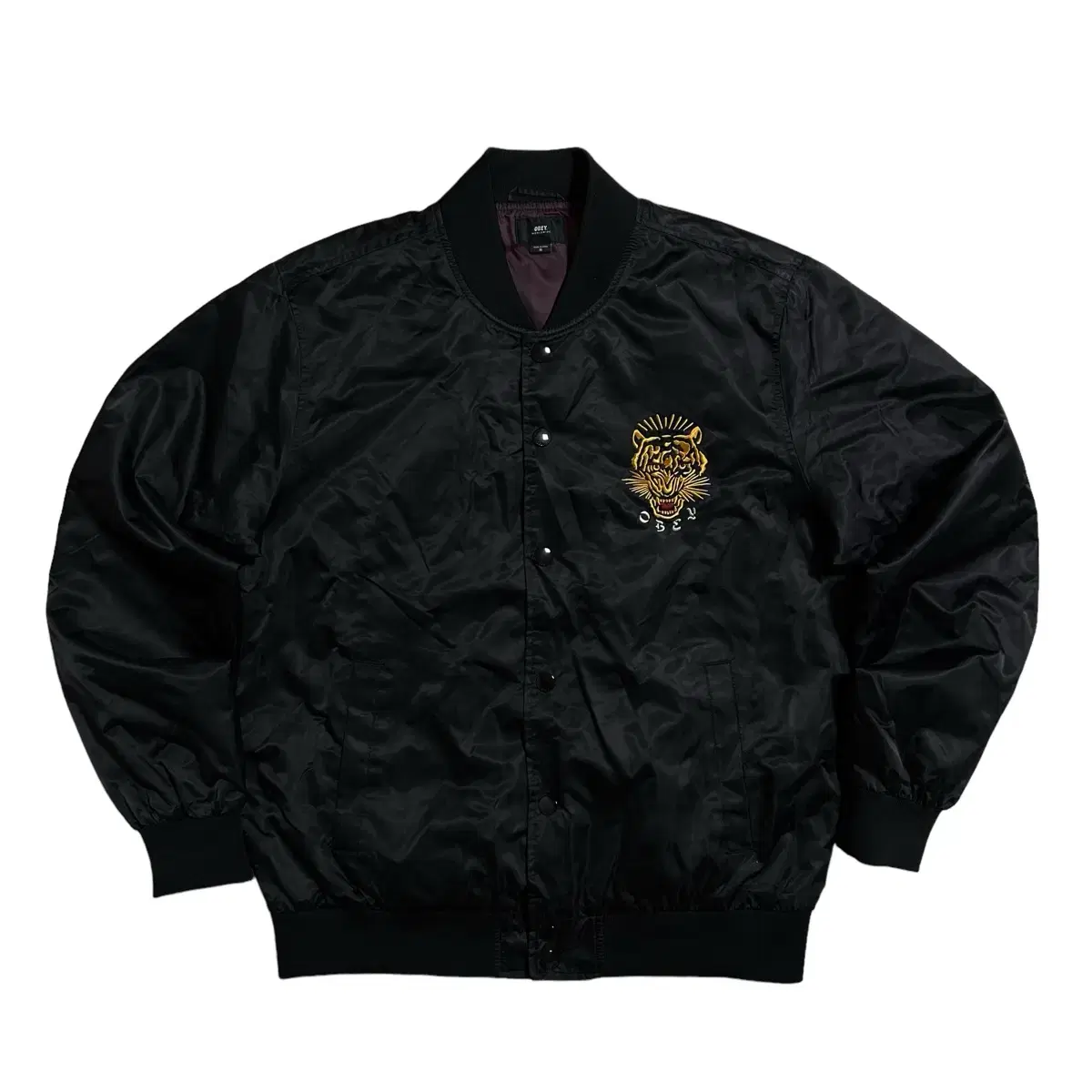 Obey Tiger Embroidered Satin Bomber Jacket(M)