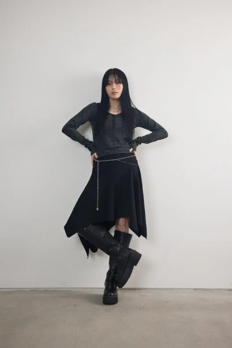 애즈온 덴 언발란스 스커트 DENN UNBALANCE SKIRT