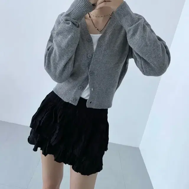 에이블리 미오 basic cardigan 그레이