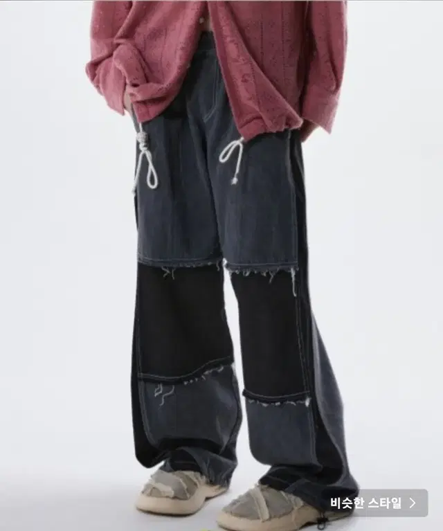 2) 알에스씨 INCISION WIDE DENIM PANTS - GRAY