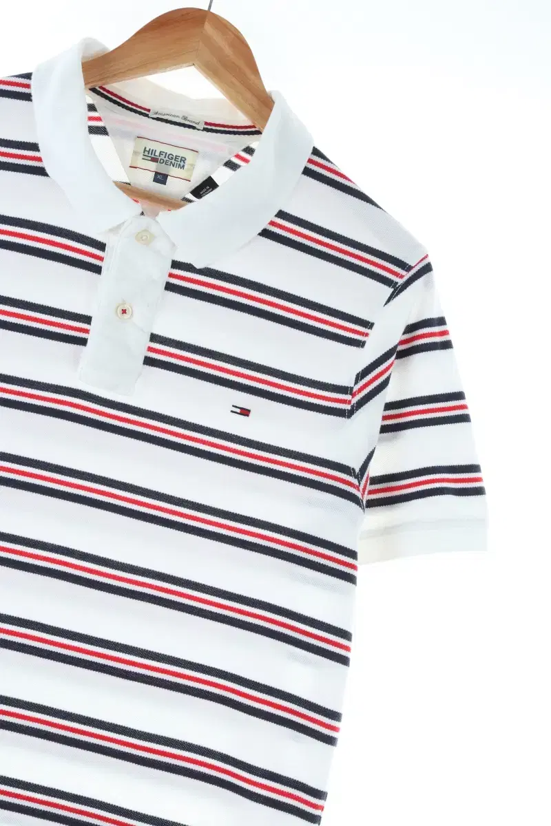 (XL) Tommy Hilfiger Short Sleeve kara T-shirt Striped Cotton Amekazi-E603