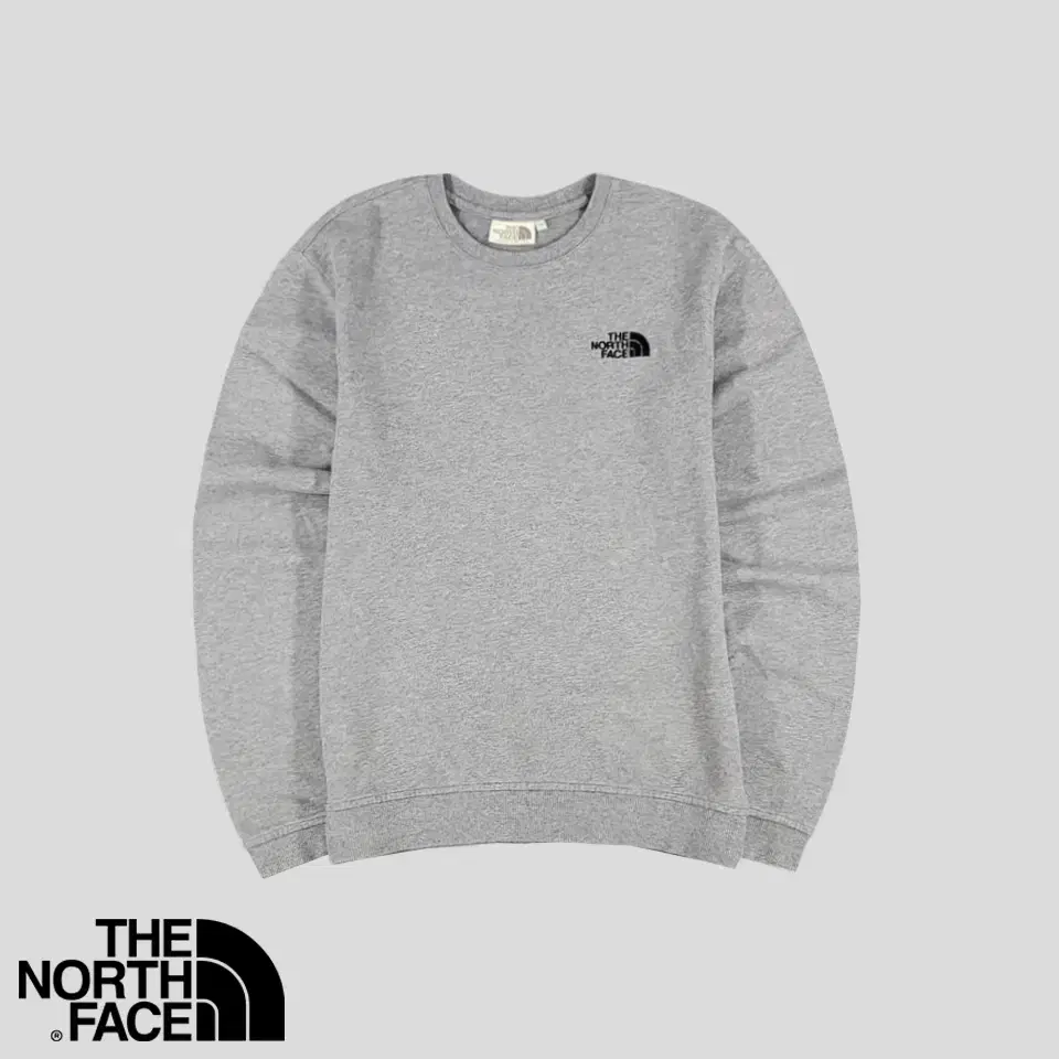 The North Face White Belle MelangeGrey Black Embroidered Cotton100 Sweatshirt Man to Man