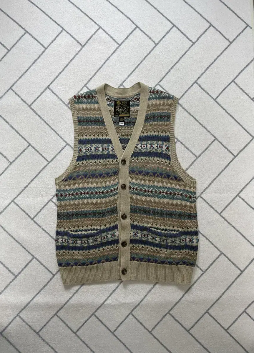 (New/M) Polo Fair Isle Button Front Vest