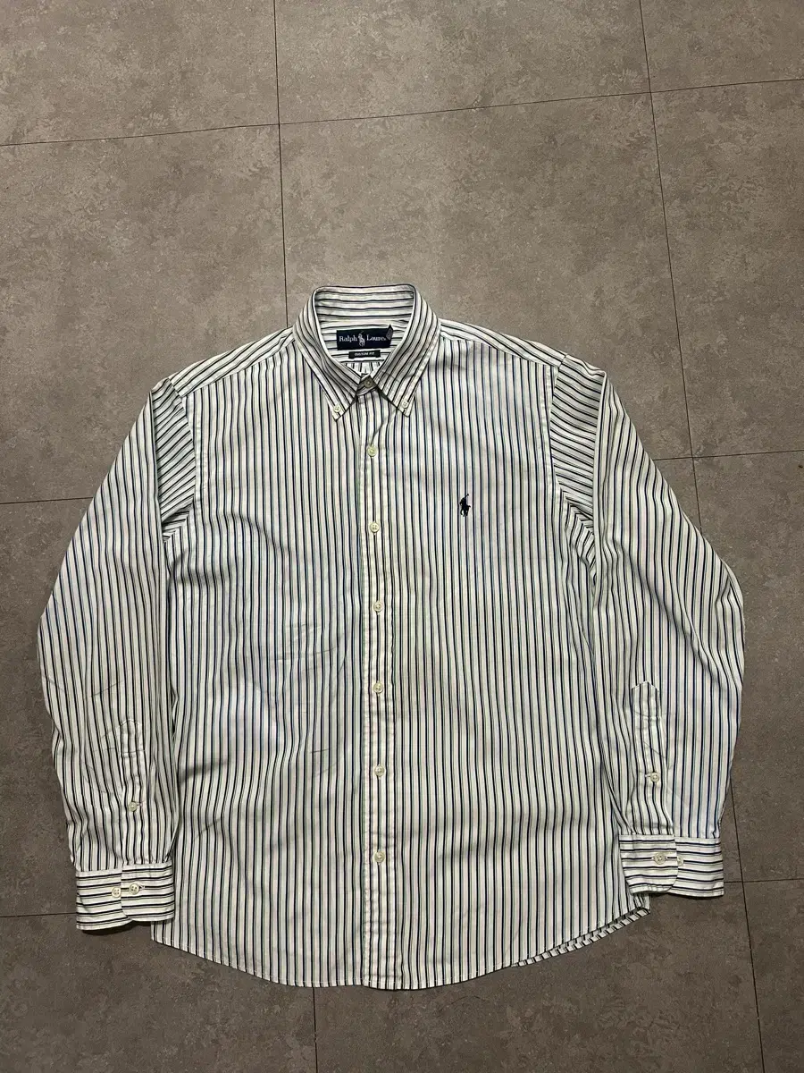 Ralph Lauren Polo Stripe Pattern Vintage Oxford Cotton Shirt 100s