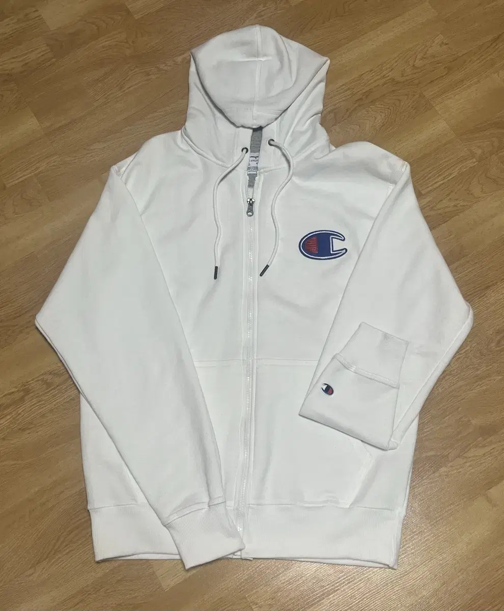 Champion Reverse Weave Logo Hoodie Zip-Up White