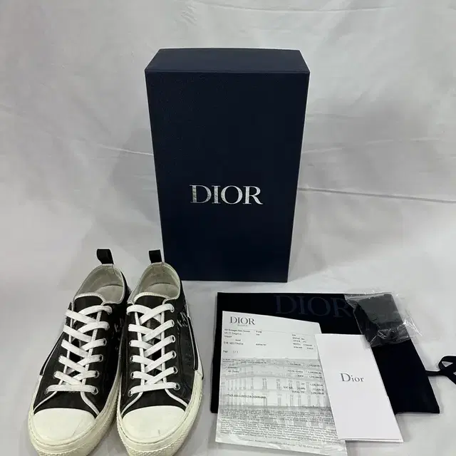 [39] Dior 디올 B23 오블리크 로우 캔버스 스니커즈 블랙 화이트