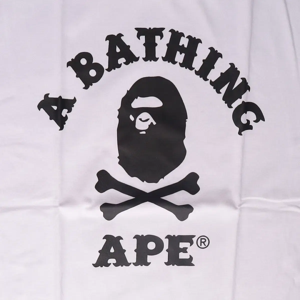 Bape 베이프 크로스 본 컬리지 반팔 티 화이트 S 새상품