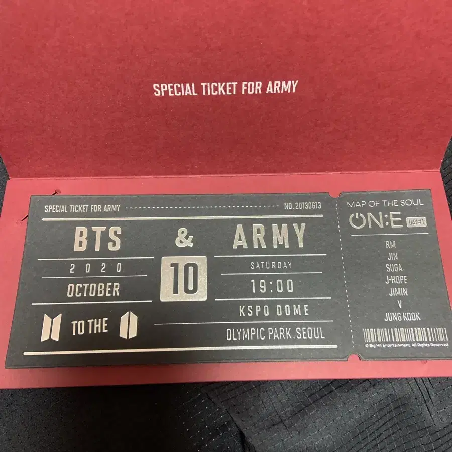 BTS방탄 렌티큘러 티켓 map oof the soul on:e 온콘