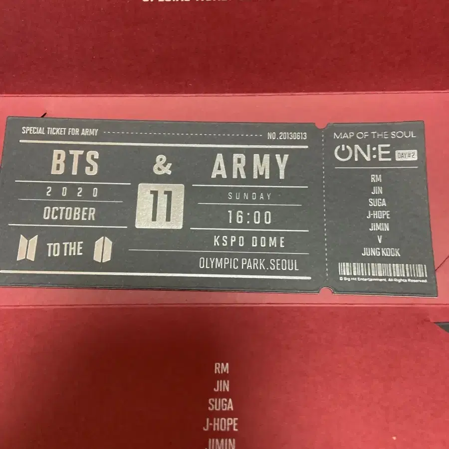 BTS방탄 렌티큘러 티켓 map oof the soul on:e 온콘