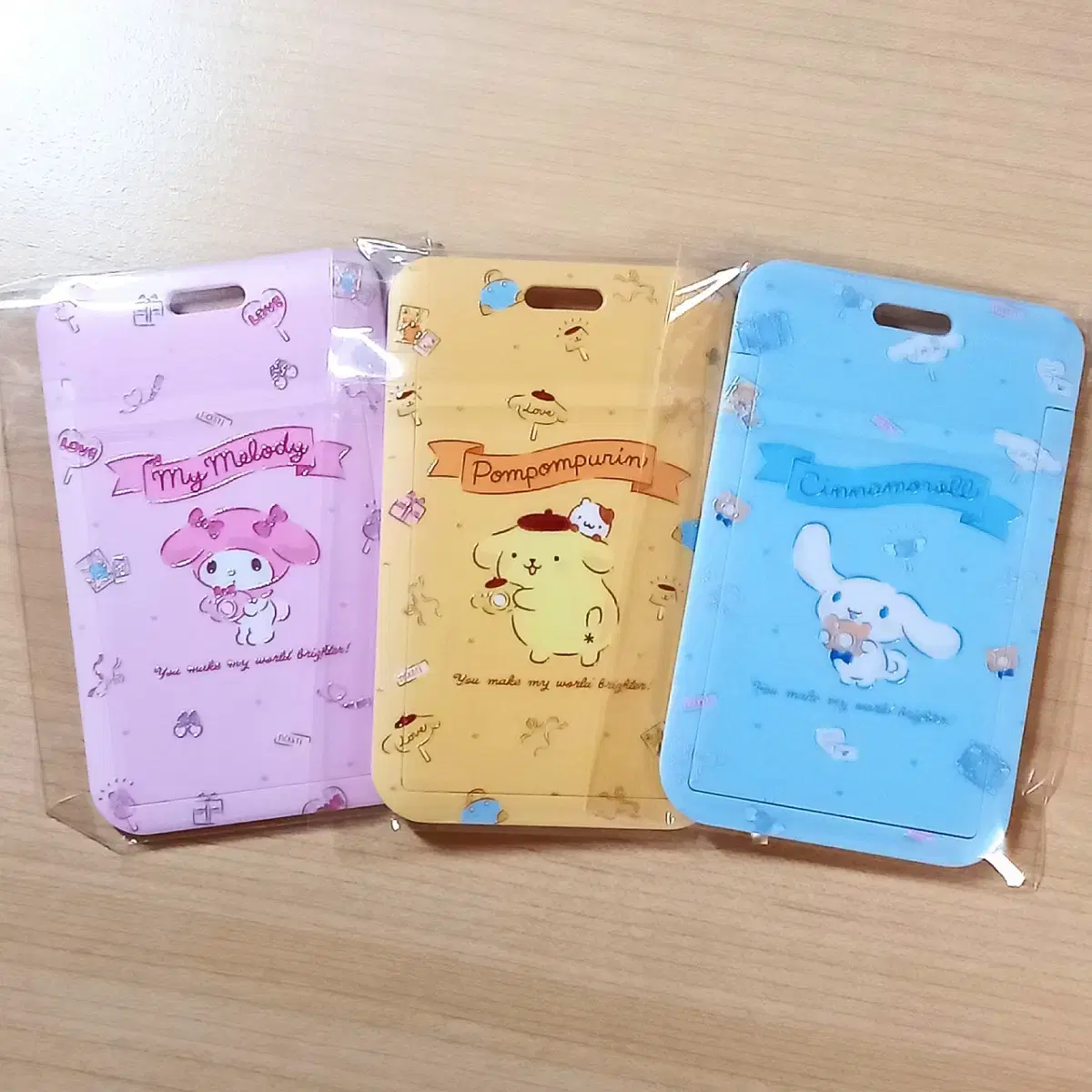 Unsealed) San Rio photocard holder Plastic Temple Card Mimelody Pompompurin Cinnamorolls