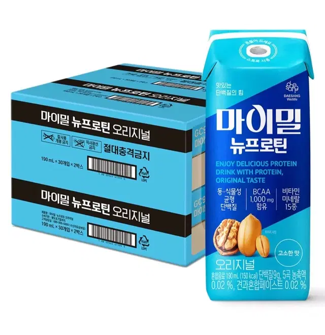 대상 마이밀 뉴프로틴 190ml 60개 단백질음료