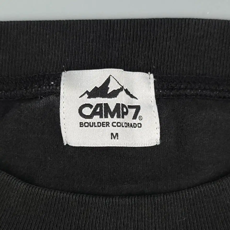 CAMP7 캠프7 피그먼트 블랙 미드로고 헤비코튼100 심플 반팔 롱 원