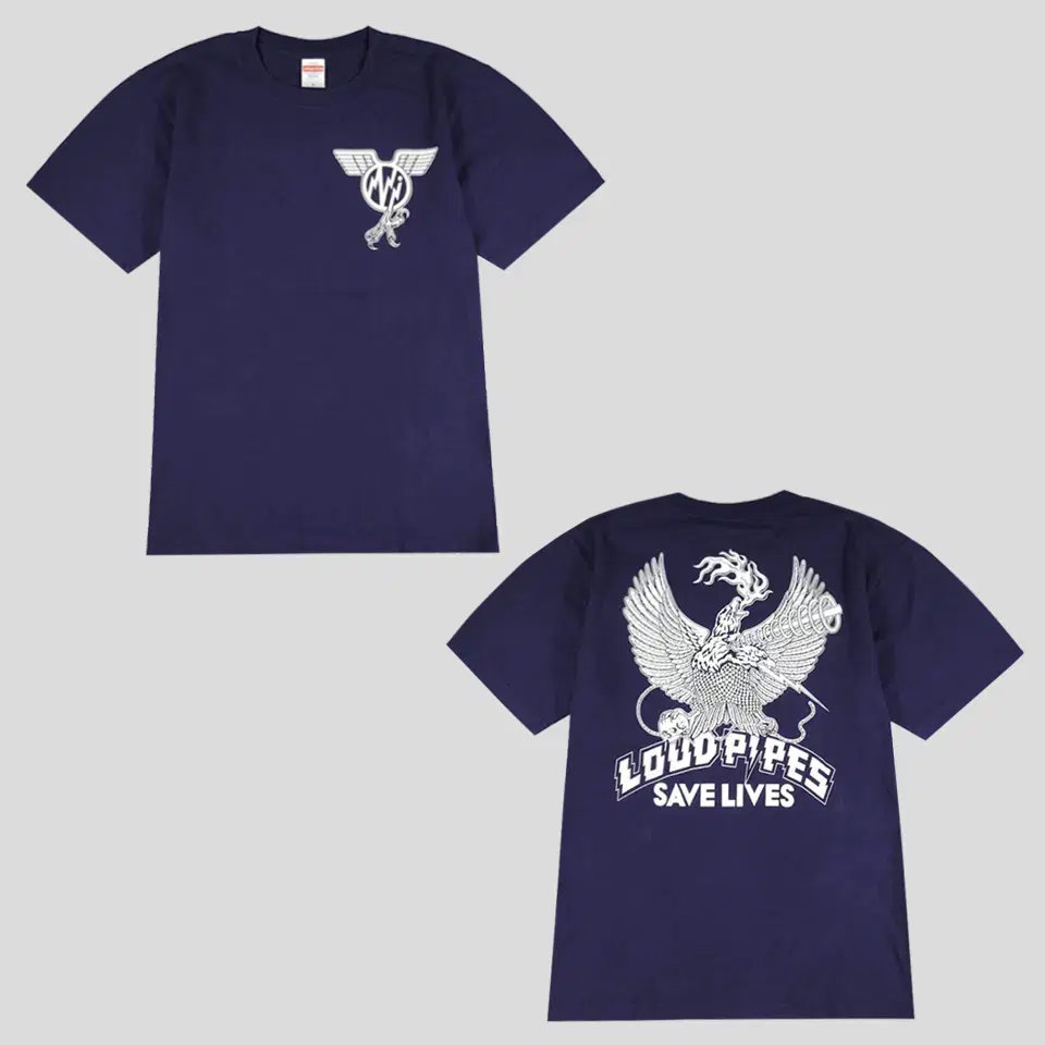 UnitedAthle Navy Eagle LOUD PIPES Backprinted Heavy Cotton1