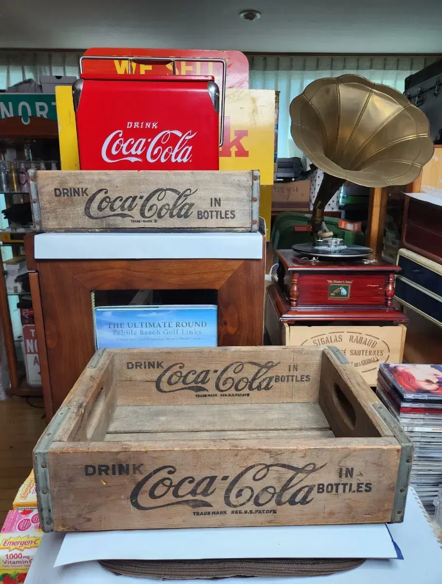 빈티지 US 1960년대 CA 로스앤젤레스 Coca-Cola 우드박스