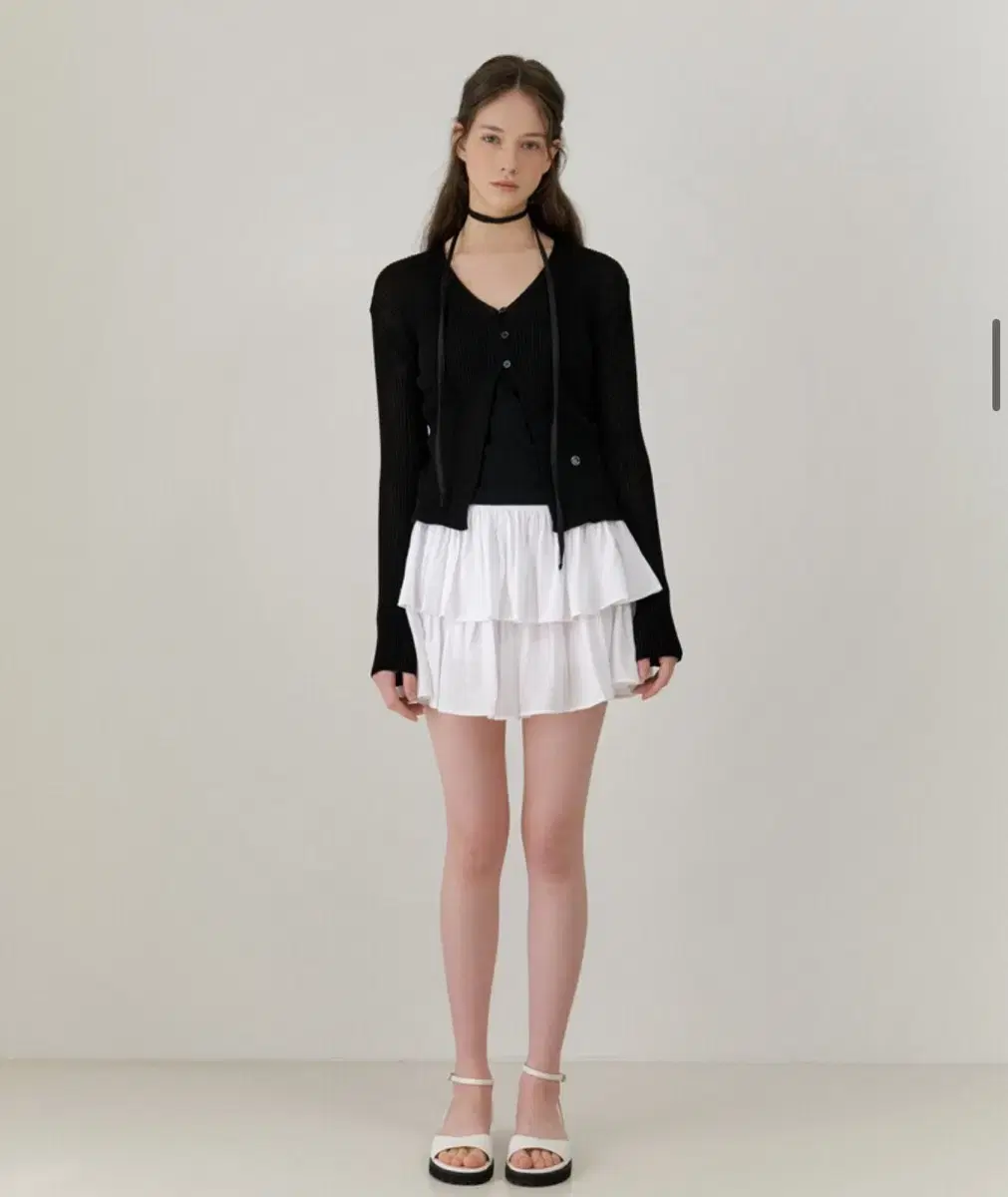 RE_L 리엘 Chiffon frill skirt (white)