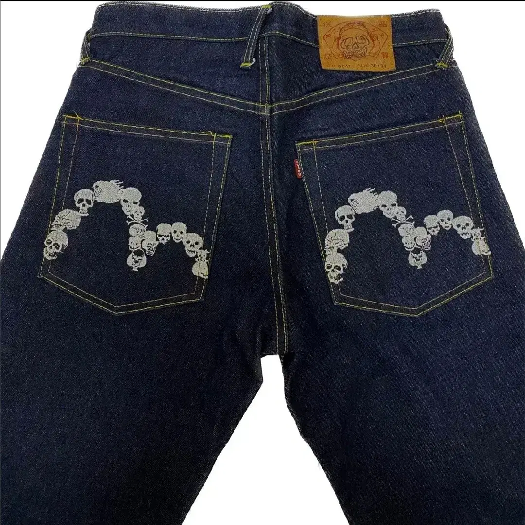 에비수 데님 skull head denim pants