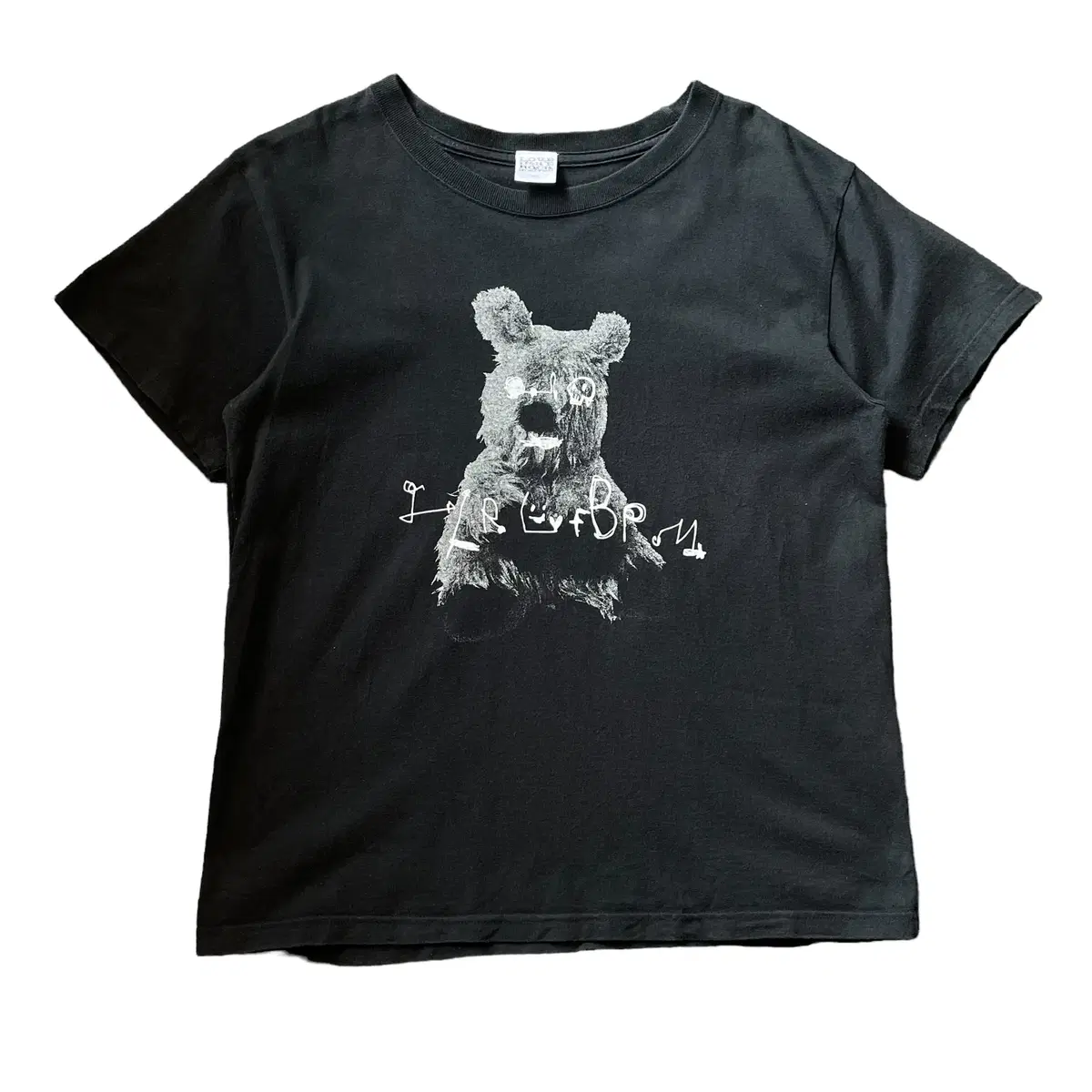 Vintage Black Bear Lettering Printed Short Sleeve T-shirt