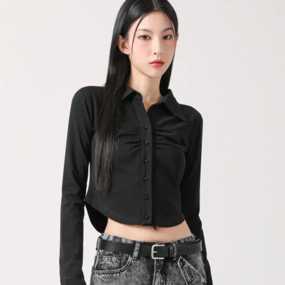 어반드레스 Nicole Cara Shirring Shirt BLACK