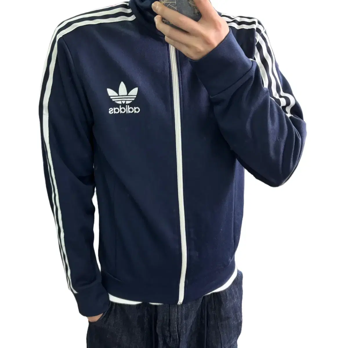 95 M Adidas Original Navy Euro-Part Track Top Unisex